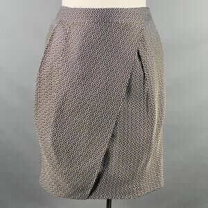 PAUW Size L Navy Cream Silk Dots Pleated Skirt